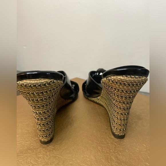 Eric Javits~Real Patent Leather Knotted Slip-On Wedge Sandals~Size 9 1/2 M - Picture 9 of 13